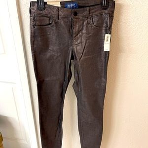 Metallic Mid Rise Skinny Pants